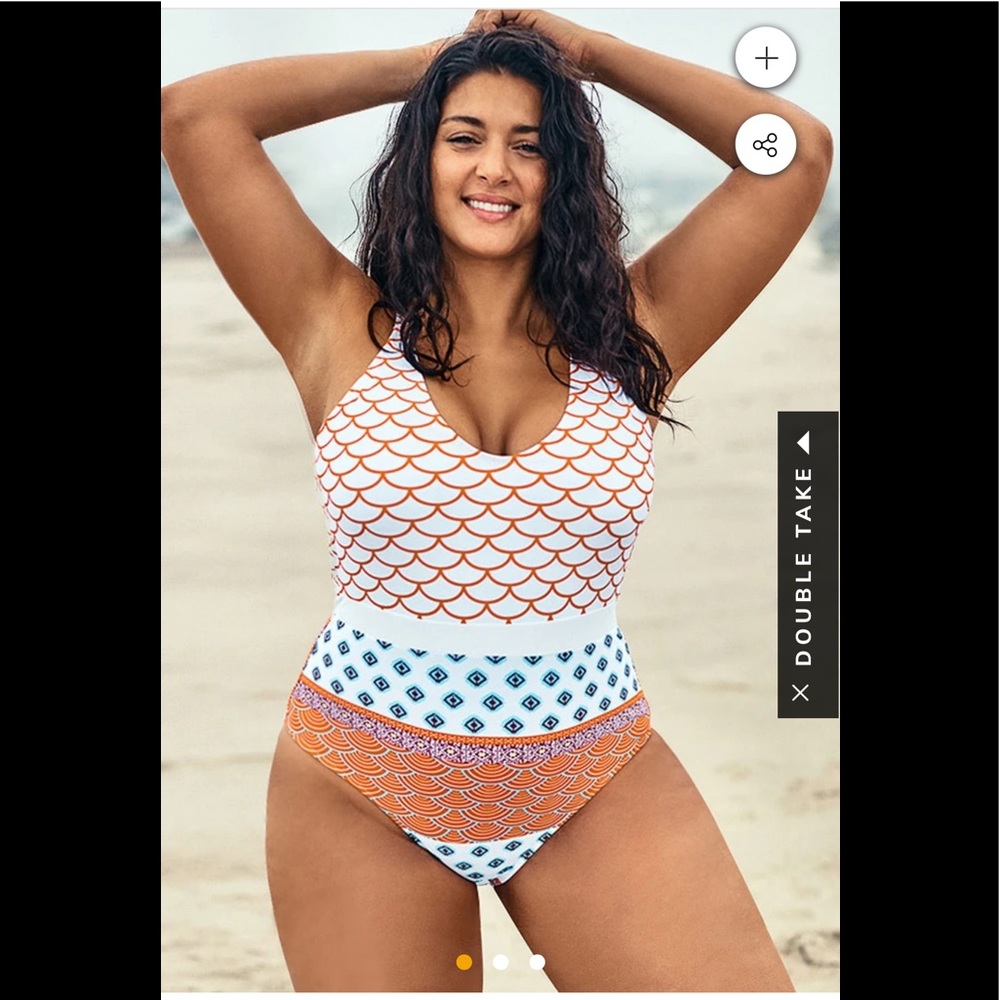 Fish scales printed Plus size one piece swimsuit